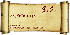 Zaják Olga névjegykártya